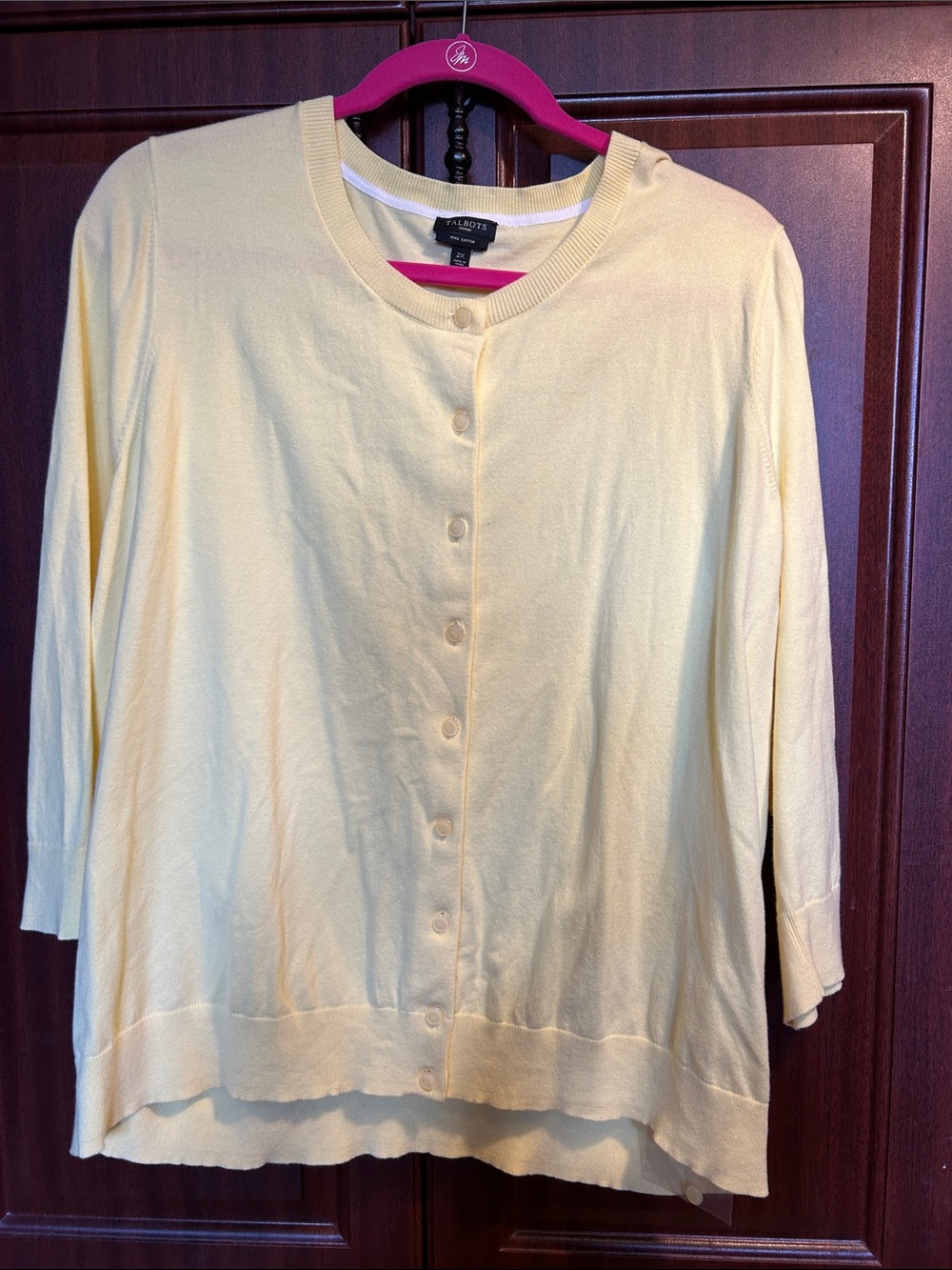 Talbots Soft Yellow Button-Down Knit Cardigan